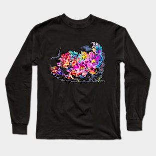 Colorful Abstract Lotus Flower Long Sleeve T-Shirt